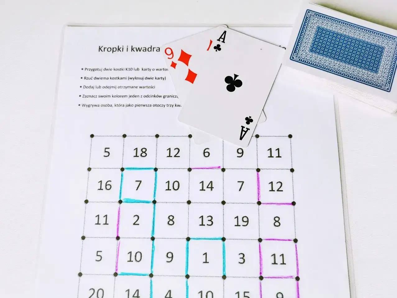 Gry na kartce - Kropki, Kwadraty i łączenie punktów