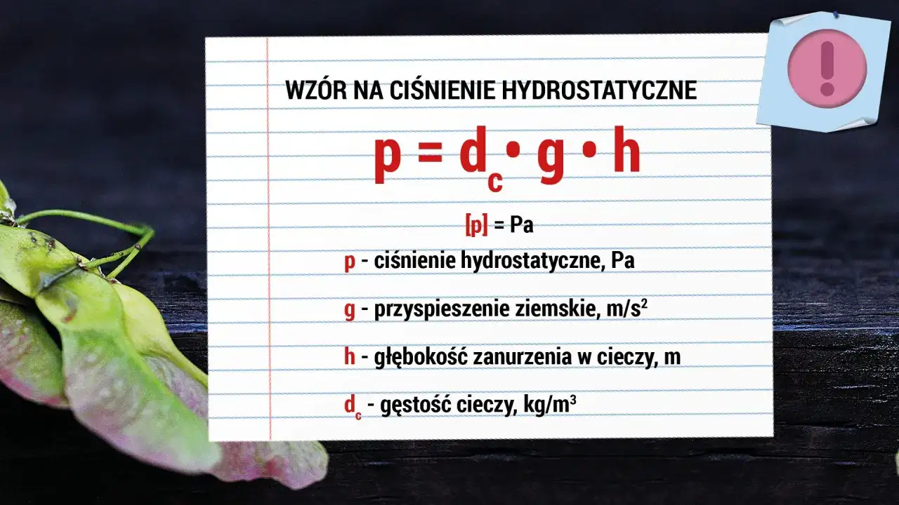 Ciśnienie hydrostatyczne - wzór i obliczenia bez błędów