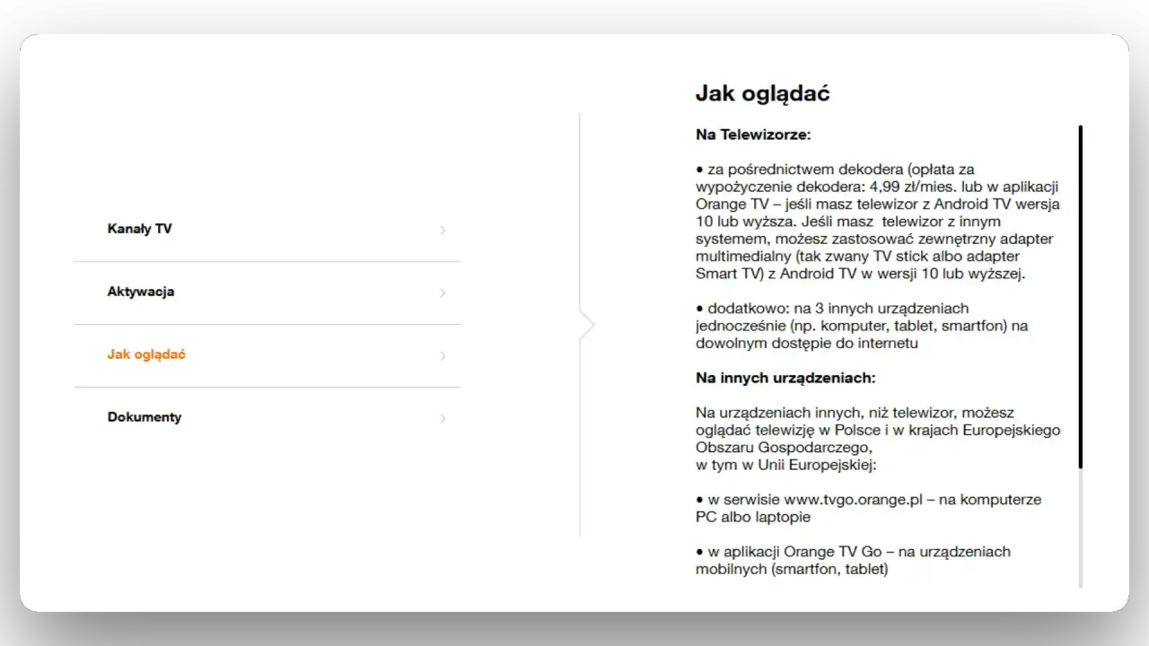 Orange TV bez dekodera - Jak oglądać na każdym urządzeniu?