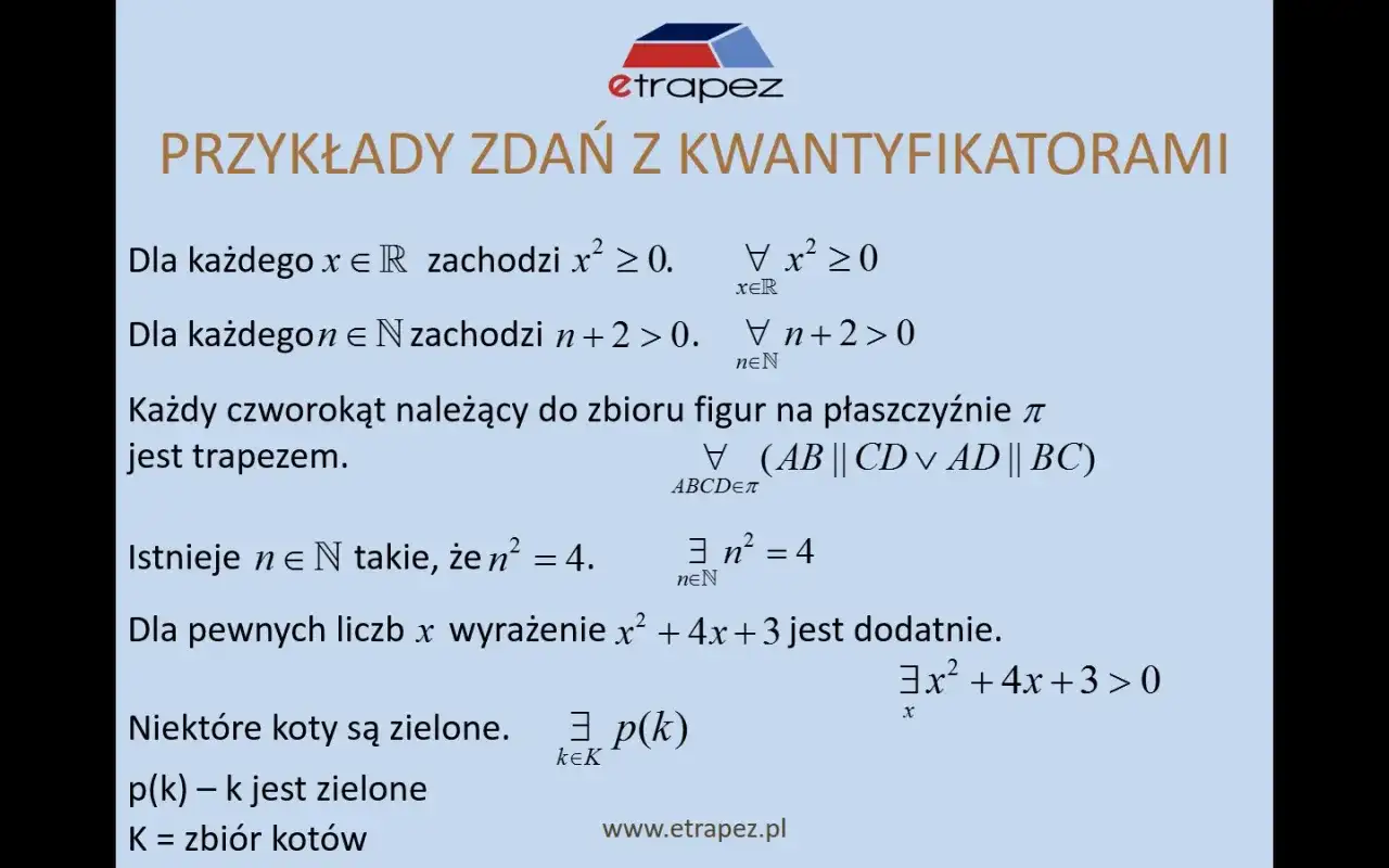 Kwantyfikatory logiczne - Czytanie, błędy, zakres. Opanuj je!