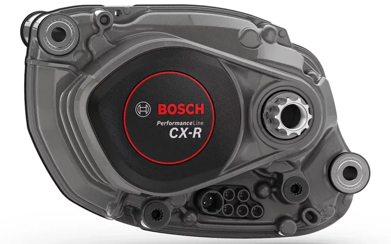 Silnik Bosch Performance Line CX-R do e-bike'ów, z widocznym logo i oznaczeniem modelu.