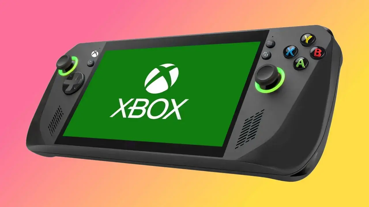 Nowy, czarny xbox handheld z zielonym ekranem i logo Xbox.