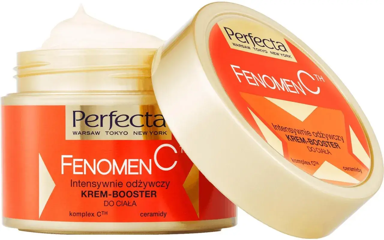 Krem-booster do ciała Perfecta Fenomen C. Intensywnie odżywia, zawiera kompleks CTH i ceramidy.