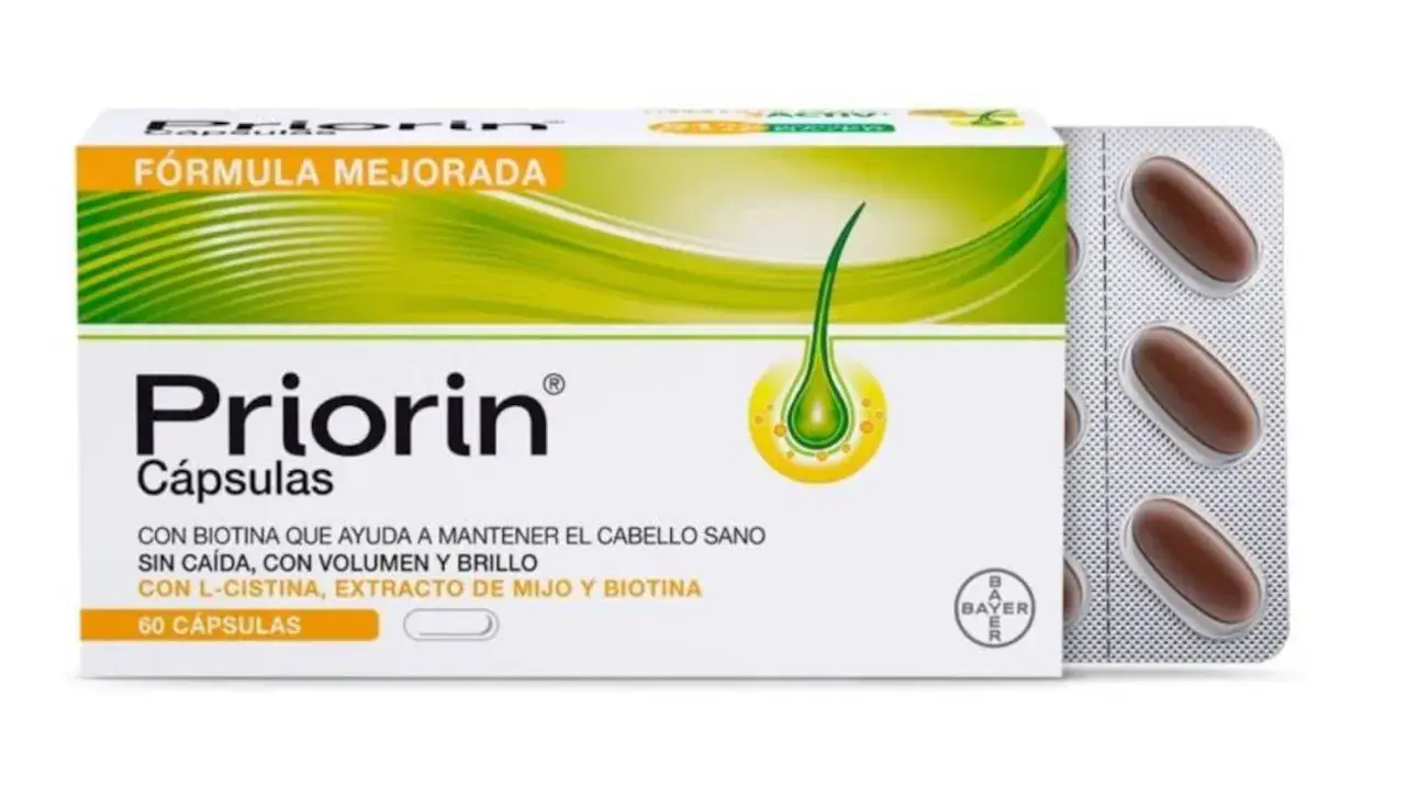 Priorin Cápsulas, un tratamiento para la caída del cabello con biotina, L-cistina y extracto de mijo.