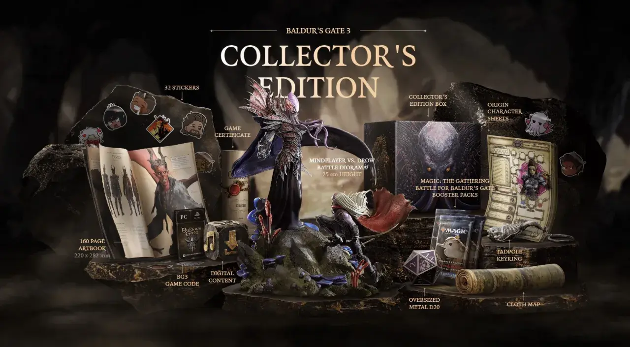 Kolekcjonerska edycja Baldur's Gate 3: figurka, artbook, kostka D20, mapka i inne gadżety. Premiera gry już wkrótce!