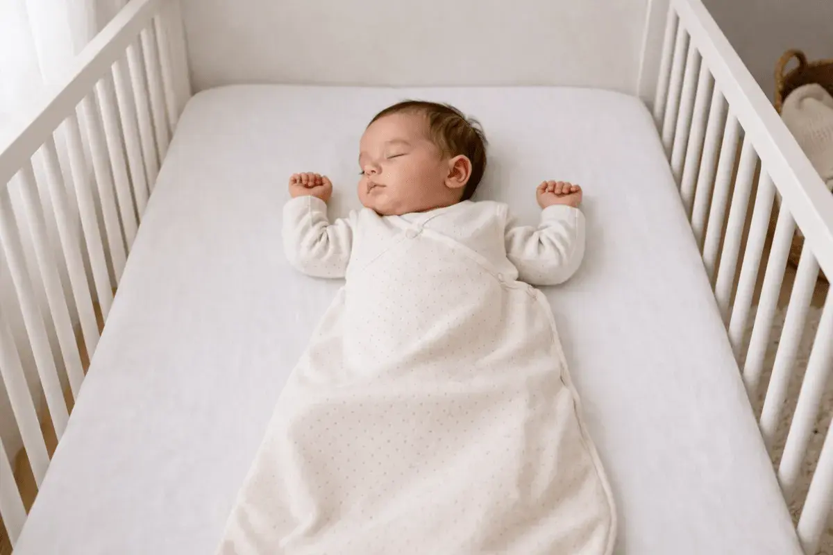 Un bébé dort paisiblement dans son berceau. Cette image rappelle l'importance de la vigilance pour prévenir la mort subite du nourrisson.