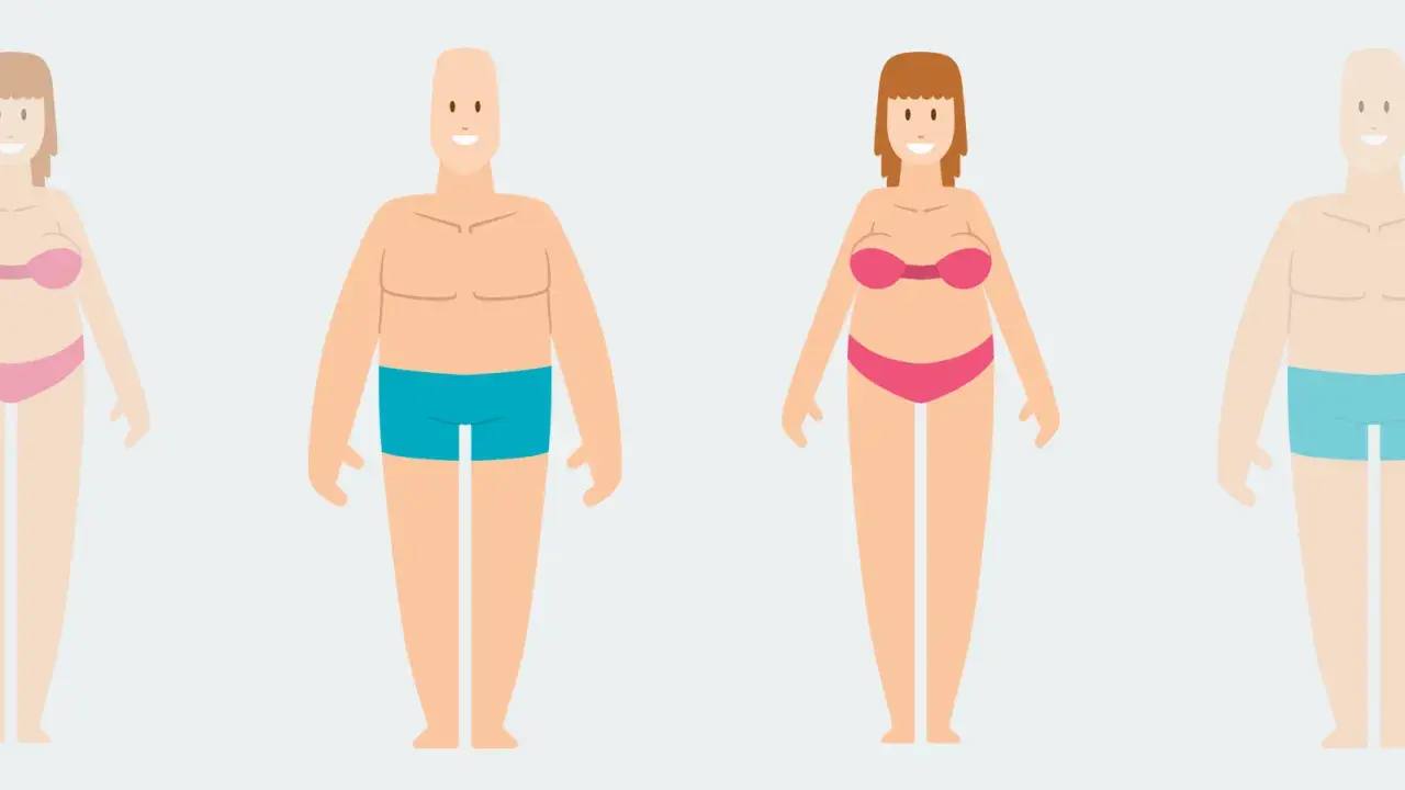 Uomini e donne con corporature diverse, che illustrano il concetto di endomorfo significato.