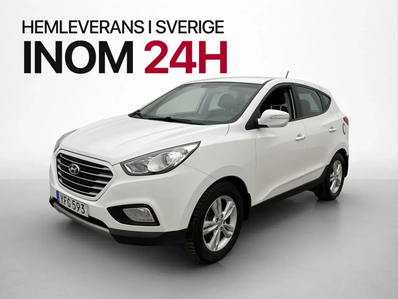 Vit Hyundai ix35, hemleverans inom 24h i Sverige. Inga problem med denna bil!