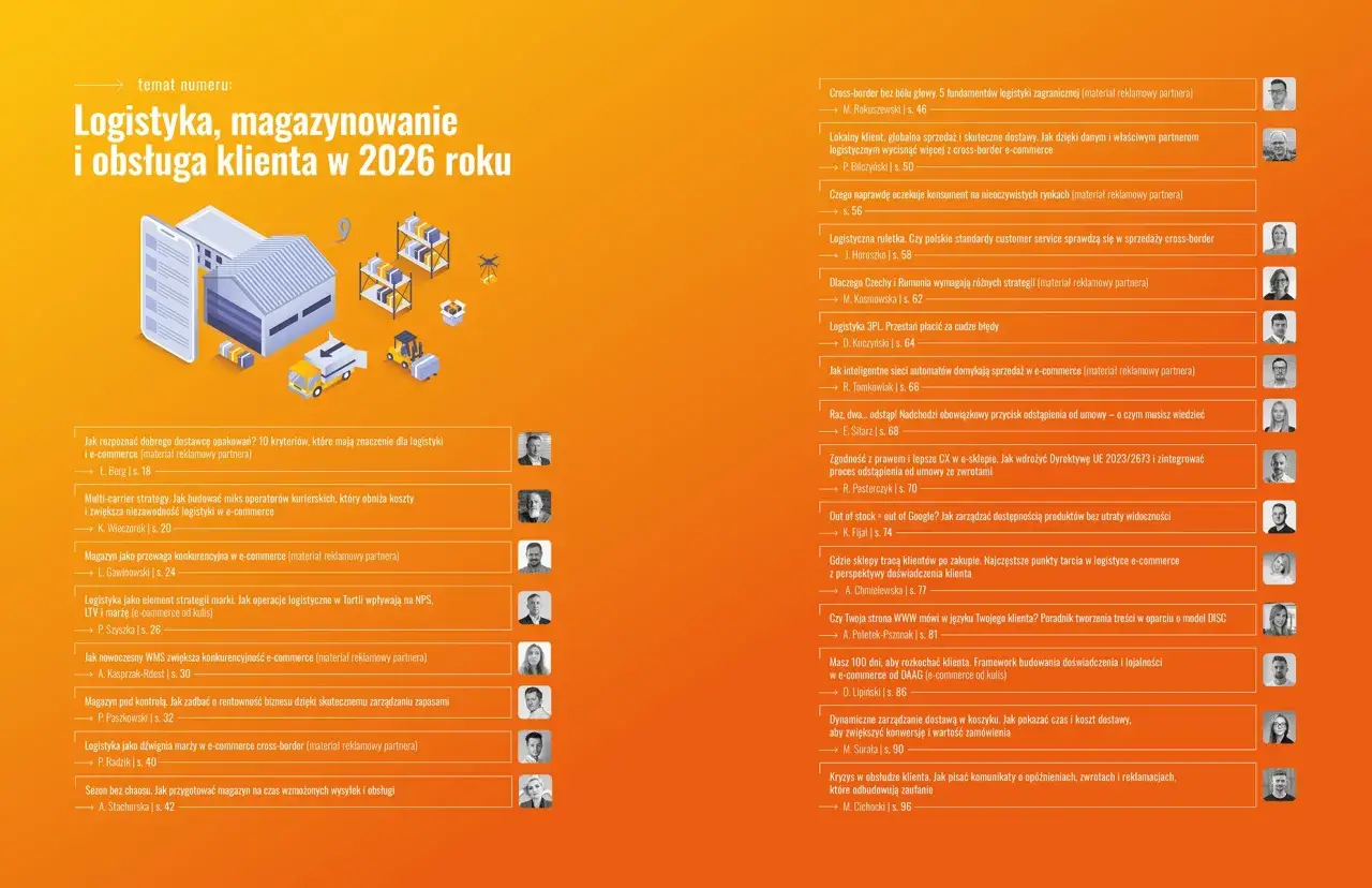 Ilustracja przedstawia elementy logistyki: magazyn, drona, samochód dostawczy, wózek widłowy. To pokazuje, co to jest logistyka w e-commerce.