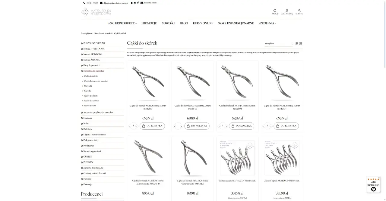 Cążki do skórek to niezbędne narzędzie do precyzyjnego manicure. Na tej półce znajdziesz różne modele, które ułatwią Ci pracę.