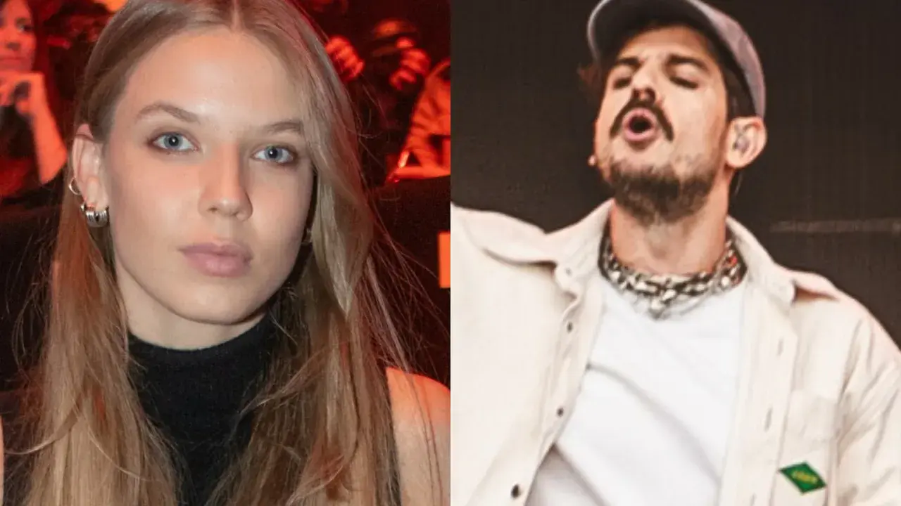 Dziewczyna o jasnych włosach i raper Taco Hemingway na scenie.