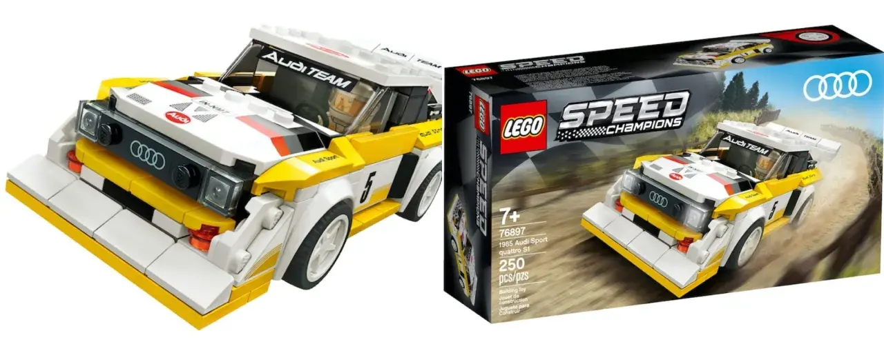 LEGO Speed Champions 2026: Der Audi Sport quattro S1 im Rallye-Look, bereit für die Rennstrecke.