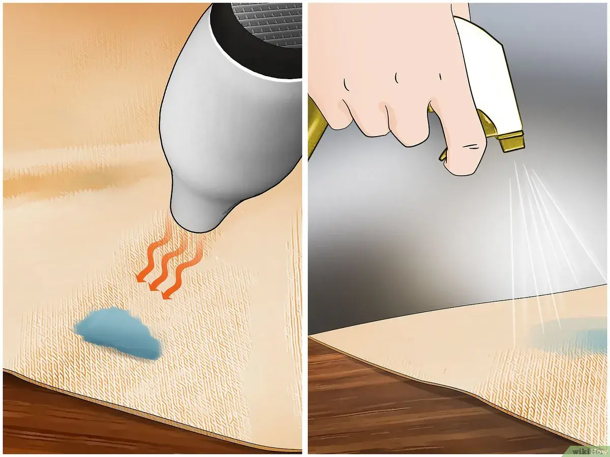 Chauffer une tache de silicone avec un sèche-cheveux, puis pulvériser pour savoir comment enlever du silicone sur un vêtement.