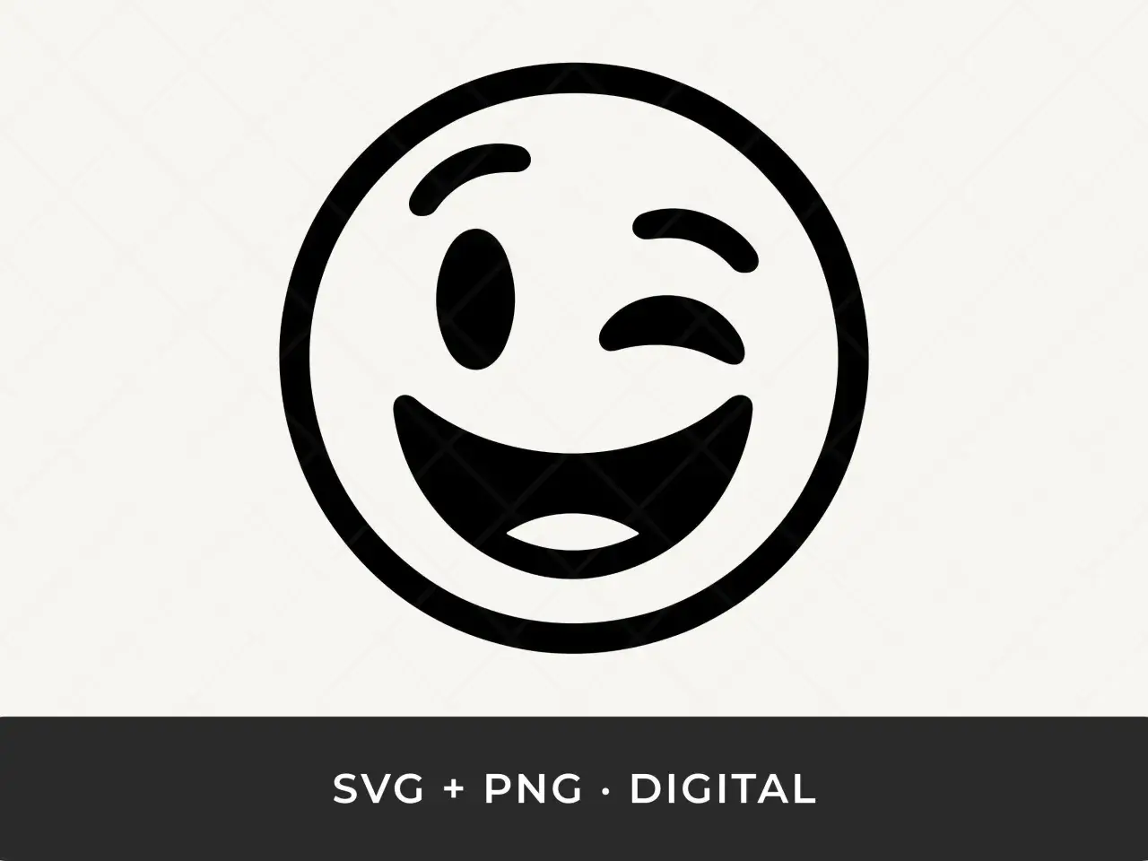 Uśmiechnięta buźka puszczająca oczko, idealna do pobrania jako emotikony SVG i PNG.