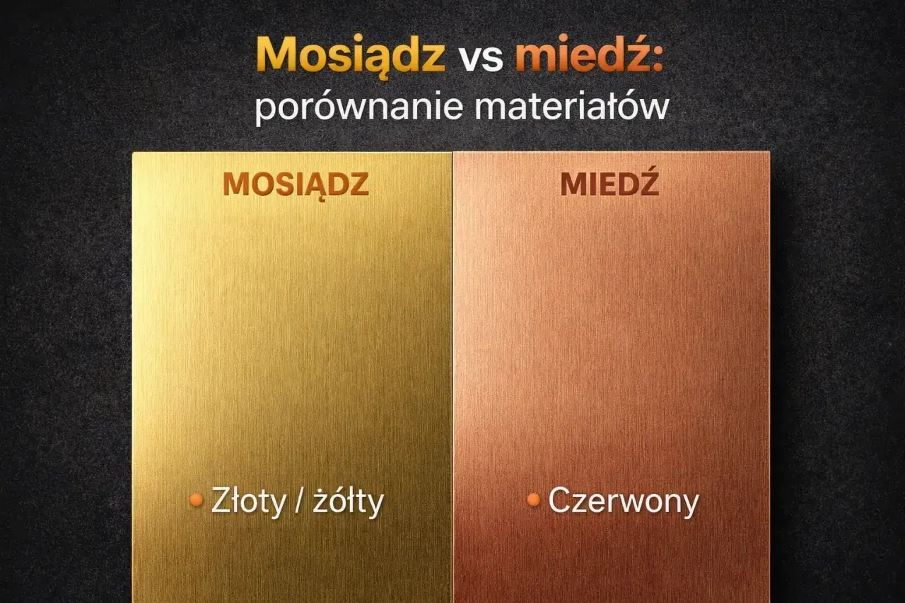 Porównanie mosiądzu (złoty/żółty) i miedzi (czerwony) - jak odróżnić mosiądz od brązu po kolorze.