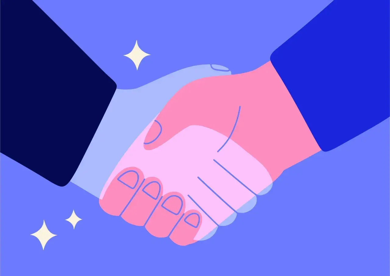 Un accordo siglato con una stretta di mano, un momento chiave per una presentazione in inglese di successo.