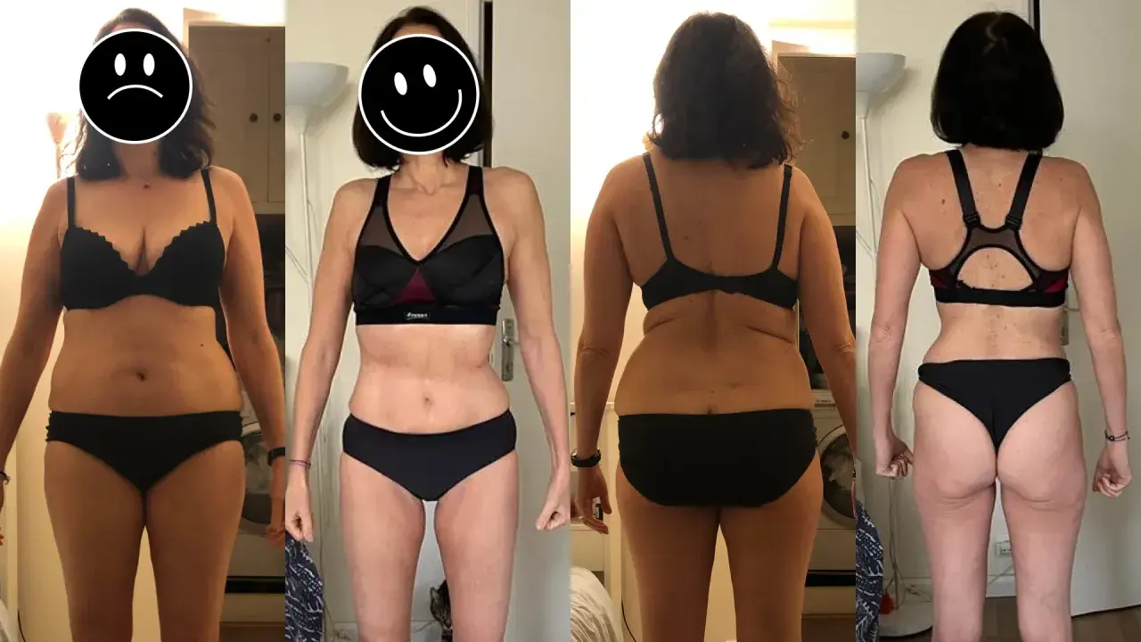 Avant/après : une femme de 53 ans, frustrée car elle n'arrive pas à maigrir, montre son corps en lingerie.