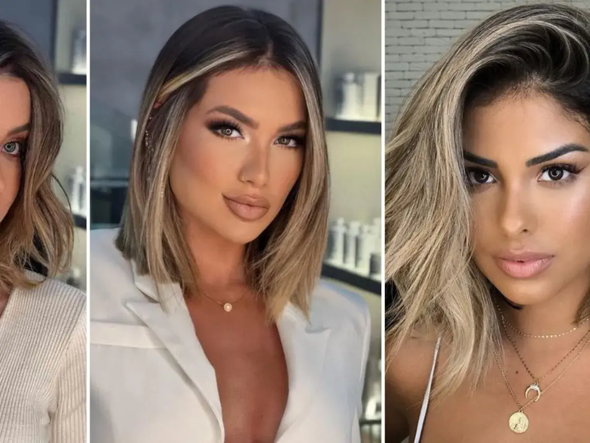 Tres mujeres con mechas woodlights, un estilo de cabello que ilumina el rostro con tonos cálidos y naturales.