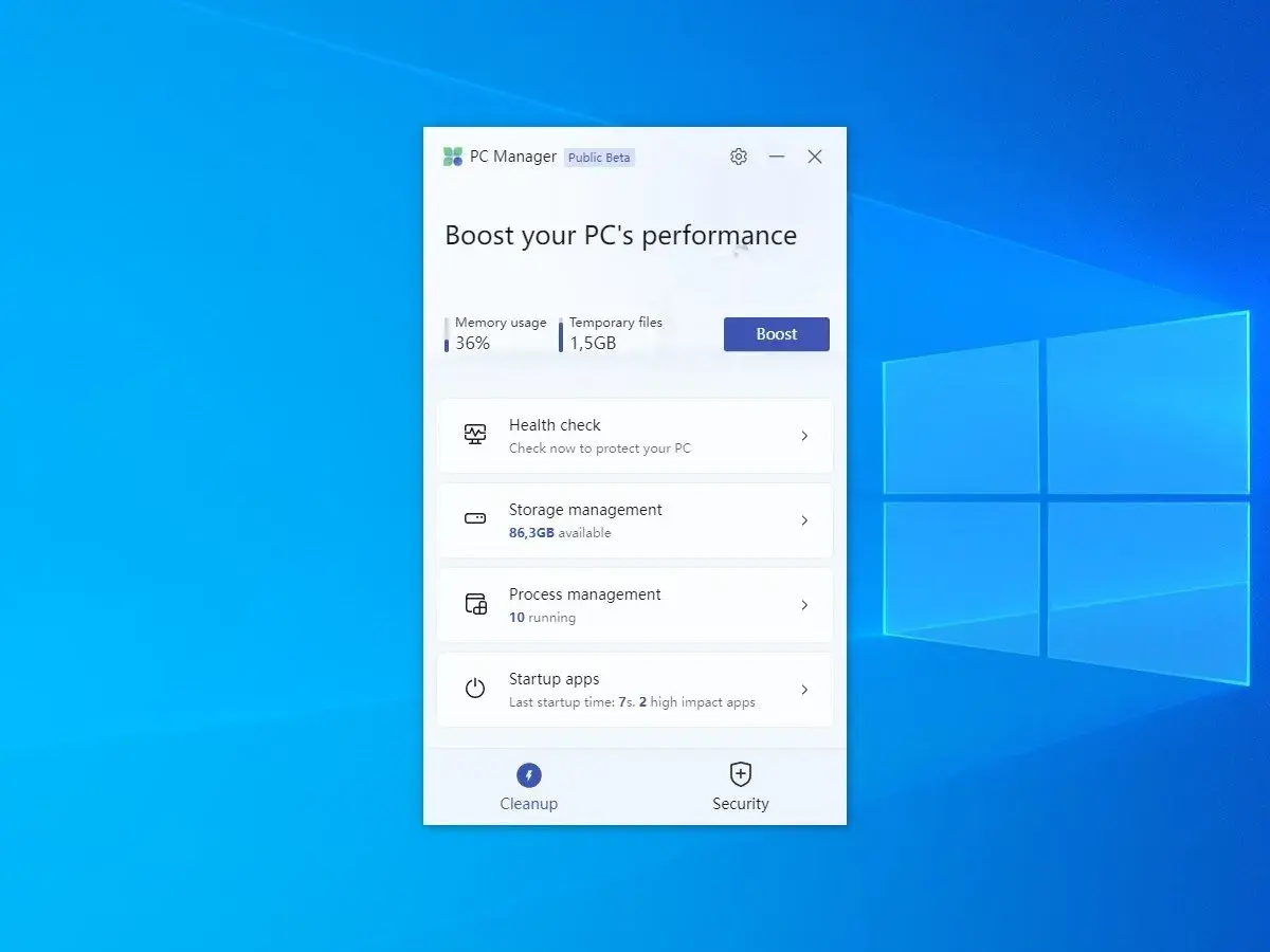 Microsoft PC Manager pomaga zwiększyć wydajność komputera, oferując funkcje takie jak czyszczenie, zarządzanie procesami i optymalizacja.