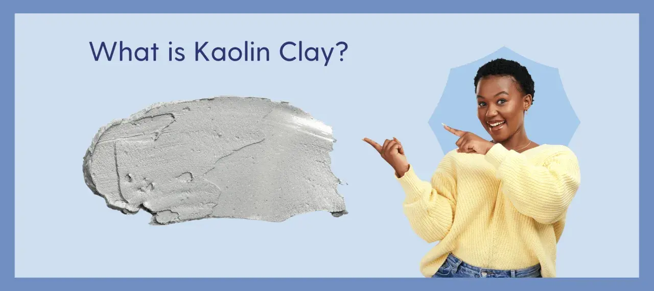 Kobieta wskazuje na grudkę szarej glinki. Dowiedz się, kaolin co to jest i jakie ma zastosowania.