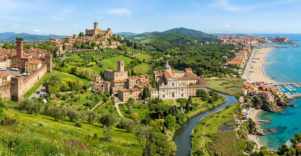 Panoramica di borghi medievali, un fiume e la costa con spiagge e porti. Un luogo ideale per scoprire le cose da fare a Pisa e dintorni.