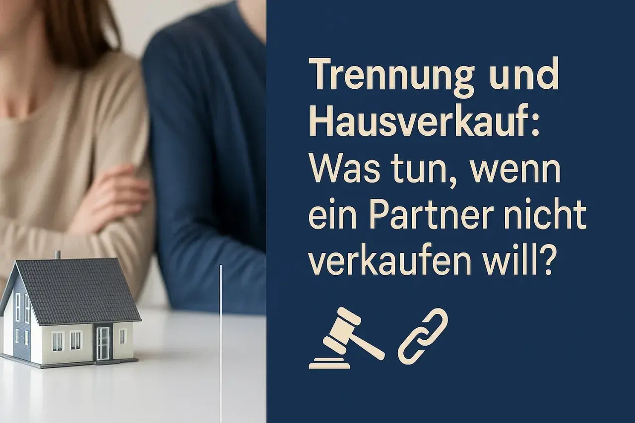 Trennungsfall: Was tun beim Hausverkauf, wenn ein Partner nicht verkaufen will? Ein Hausmodell steht im Vordergrund.