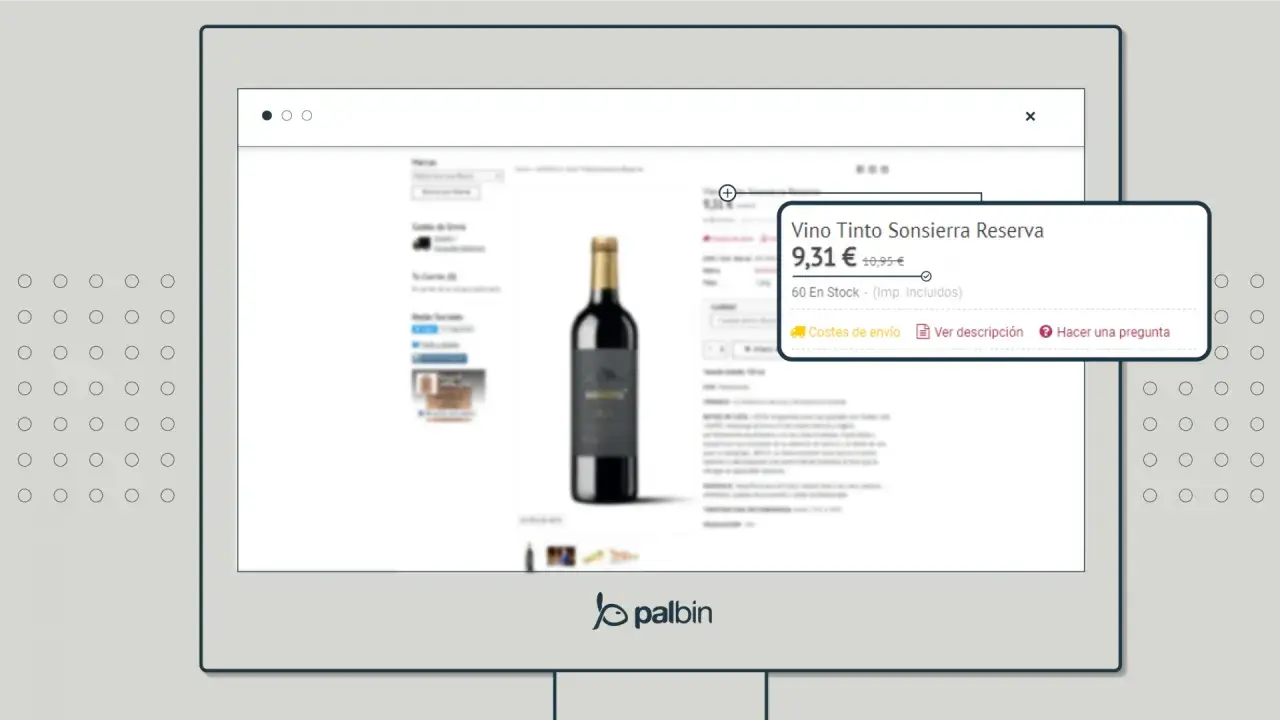 Detalle de producto: botella de vino tinto Sonsierra Reserva a 9,31€, en stock.
