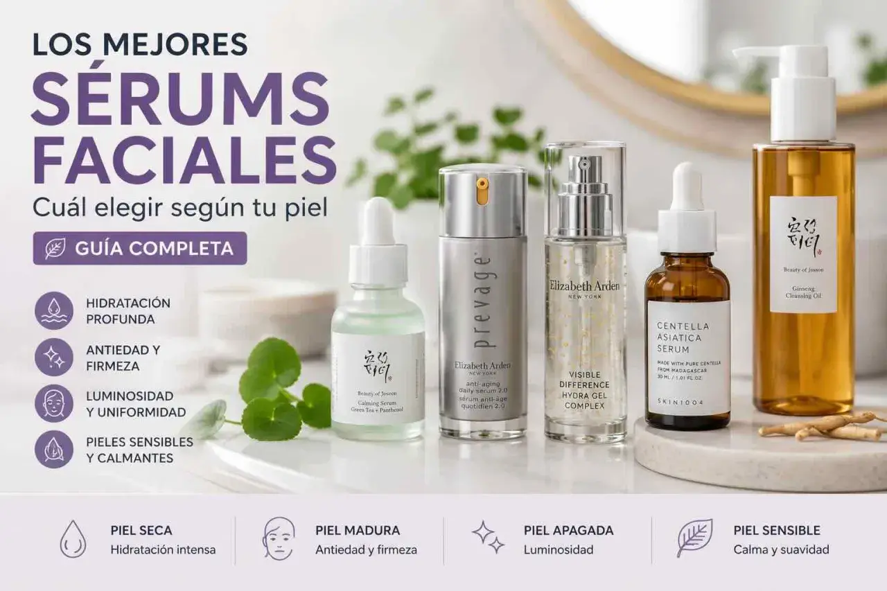 Los mejores sérums faciales: descubre para qué sirve el serum facial y cuál elegir según tu piel, con opciones para hidratación, antiedad y luminosidad.