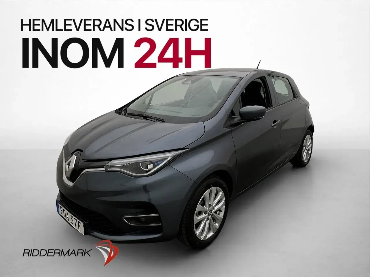 Mörkgrå begagnad Zoe, redo för hemleverans inom 24h i Sverige. En stilren elbil från Renault.