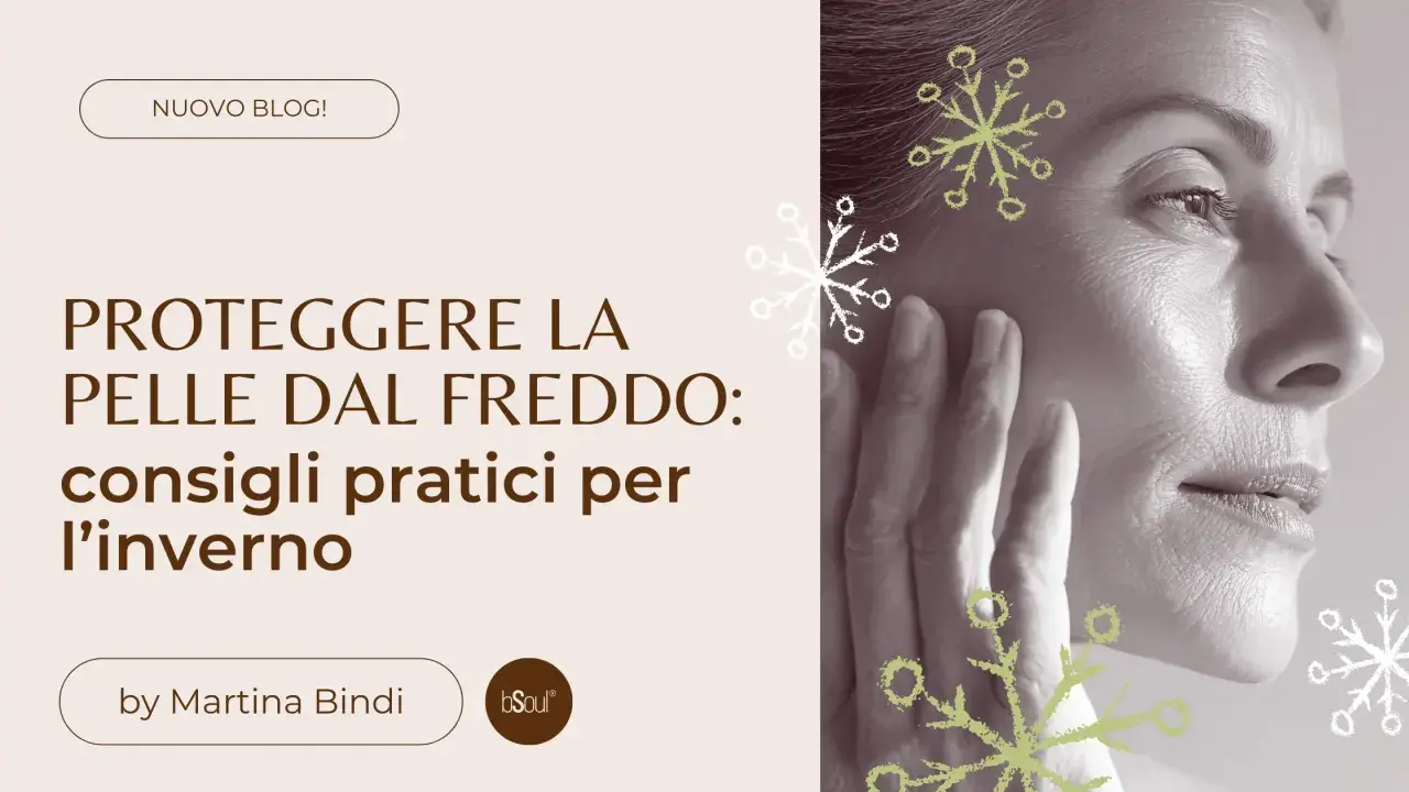 Proteggere la pelle dal freddo in inverno: consigli pratici. Un volto maturo con fiocchi di neve stilizzati, per un'abbronzatura invernale sicura.