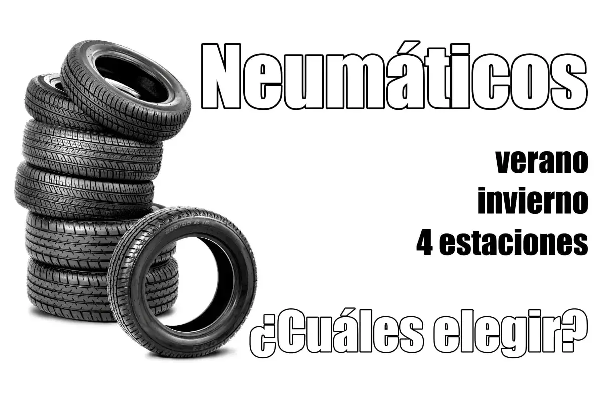 Neumáticos: ¿verano, invierno o 4 estaciones? Una pila de neumáticos y la pregunta de cuáles elegir para tu coche.