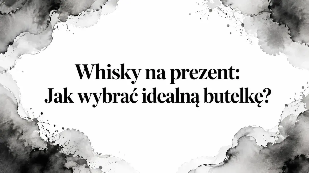 Dobre whisky na prezent: Jak wybrać idealną butelkę? Elegancka grafika z tekstem.