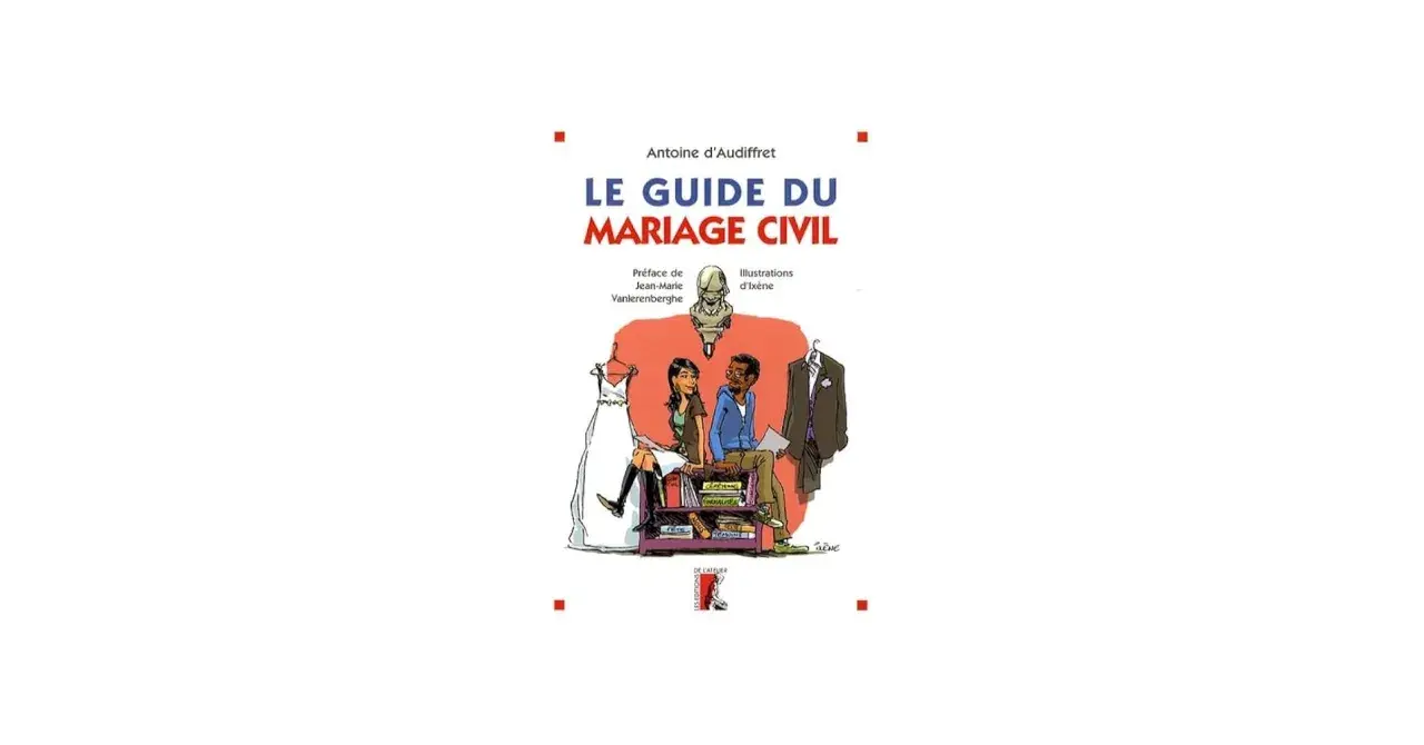 Le mariage Adeline François, une mariée et son futur époux consultent "Le Guide du Mariage Civil".