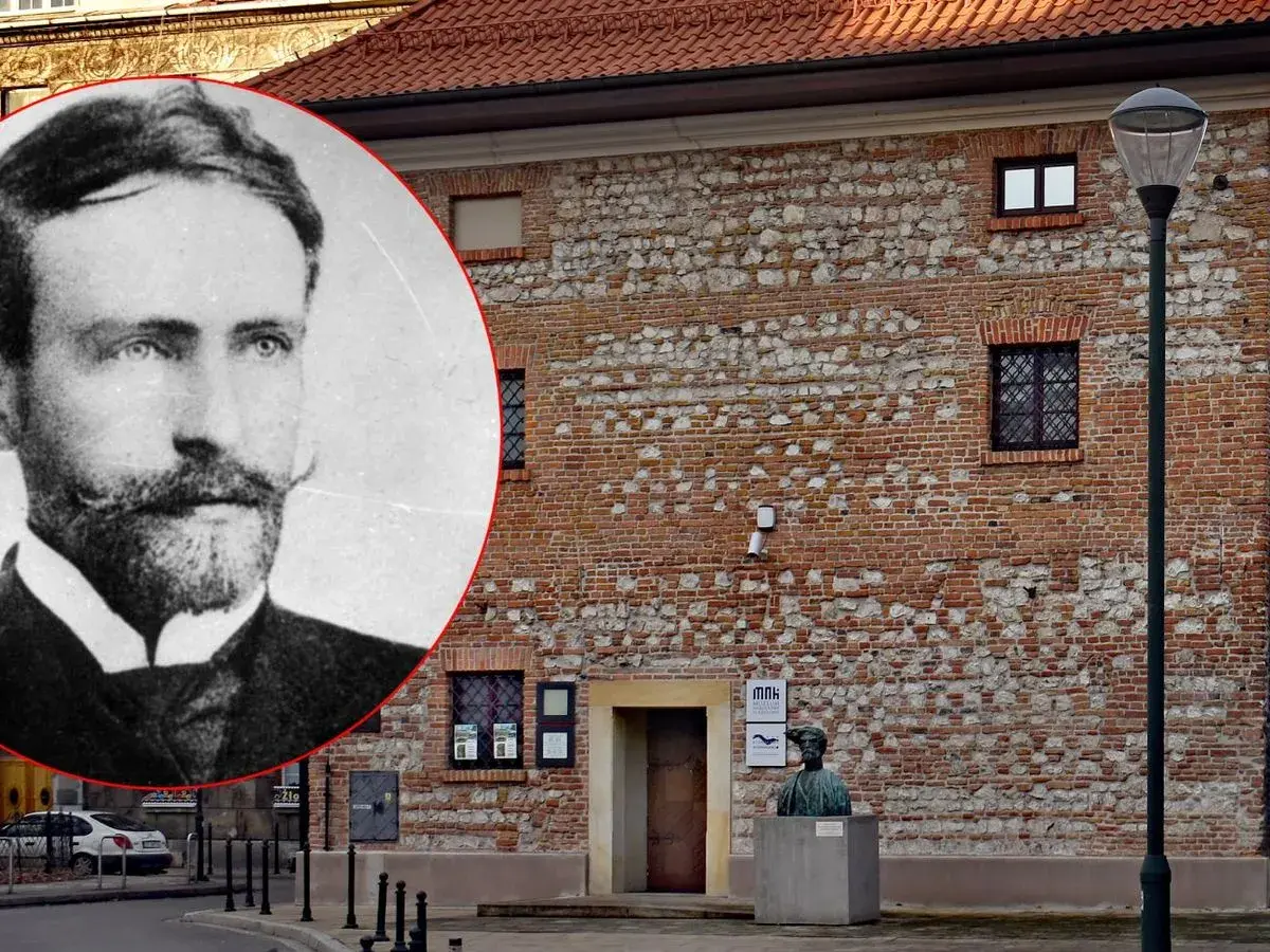 Portret Stanisława Wyspiańskiego na tle jego muzeum.