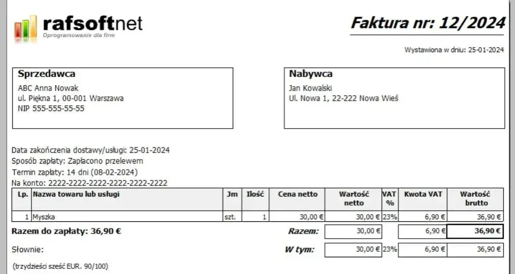 Faktura dla osoby fizycznej: Kwota nieistotna, żądanie klienta kluczem!