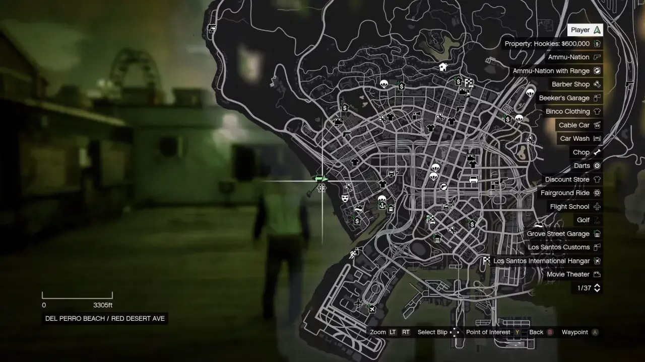 Mapa Los Santos, gdzie jest komisariat policji? Szukaj ikony z gwiazdką.