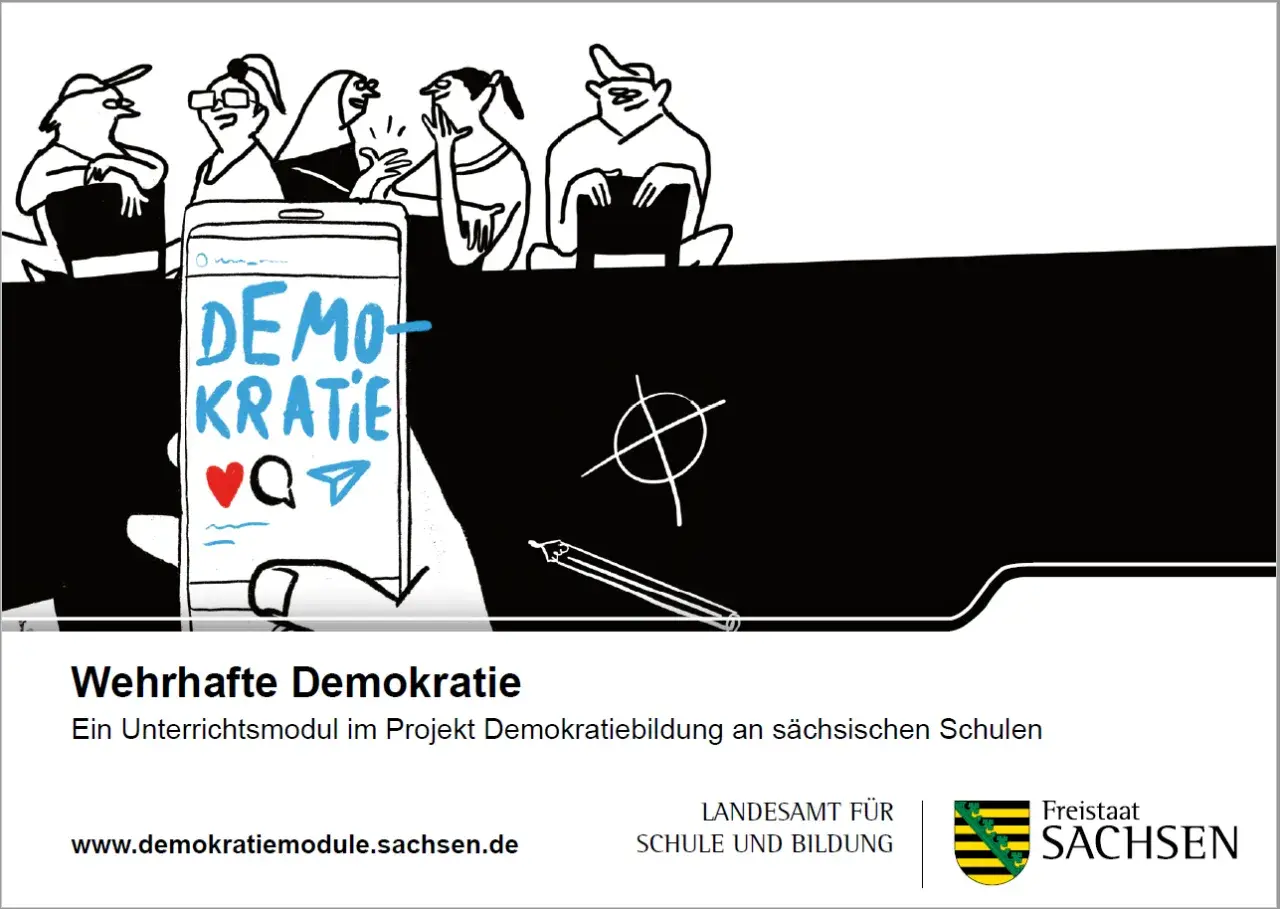 Menschen diskutieren über Demokratie auf einem Smartphone. Ein Unterrichtsmodul zur wehrhaften Demokratie.