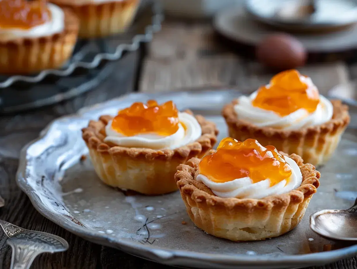 Små, läckra tarteletter med krämig fyllning och aprikosgelé. Perfekta för att inspireras av italienska bakverk recept.