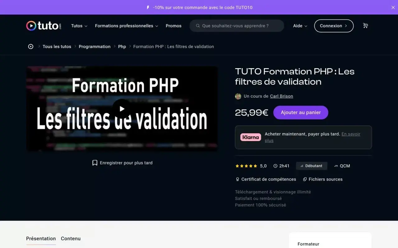 Formation PHP : Les filtres de validation, un cours pour maîtriser la validation des données en session PHP. Idéal pour débutants.