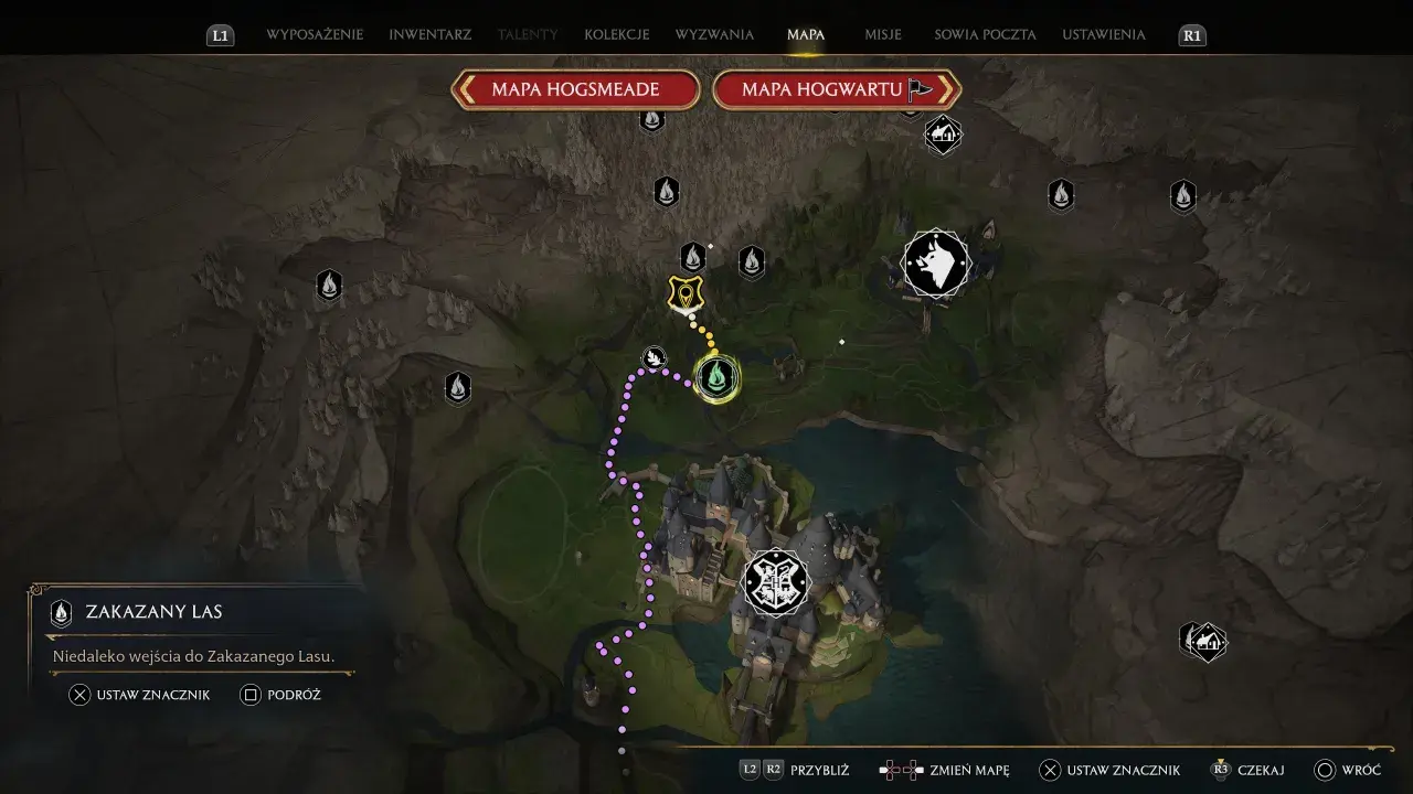 Mapa Hogwarts Legacy. Podążaj ścieżką przez Zakazany Las, odkrywając duch naszej miłości do tego świata.