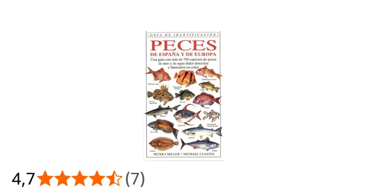 Guía de identificación de peces de España y Europa, con ilustraciones de diversas especies marinas y de agua dulce.