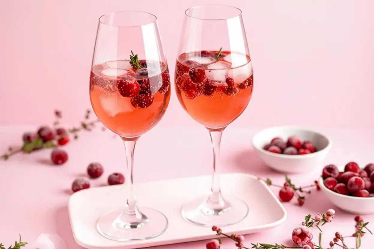 Zwei Gläser Lillet mit Beeren und Eis, die erfrischend aussehen. Man fragt sich, wie schmeckt Lillet wohl so?