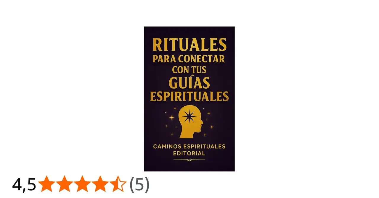 Libro "Rituales para conectar con tus guías espirituales". Imagen de perfil dorado con estrella en la frente, rodeado de estrellas.