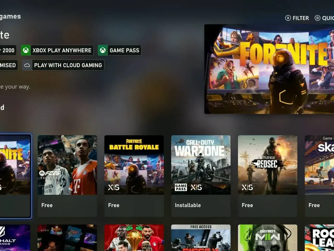 Darmowe gry na Xbox Series S: Fortnite, Call of Duty: Warzone, Battlefield 2042 i inne.