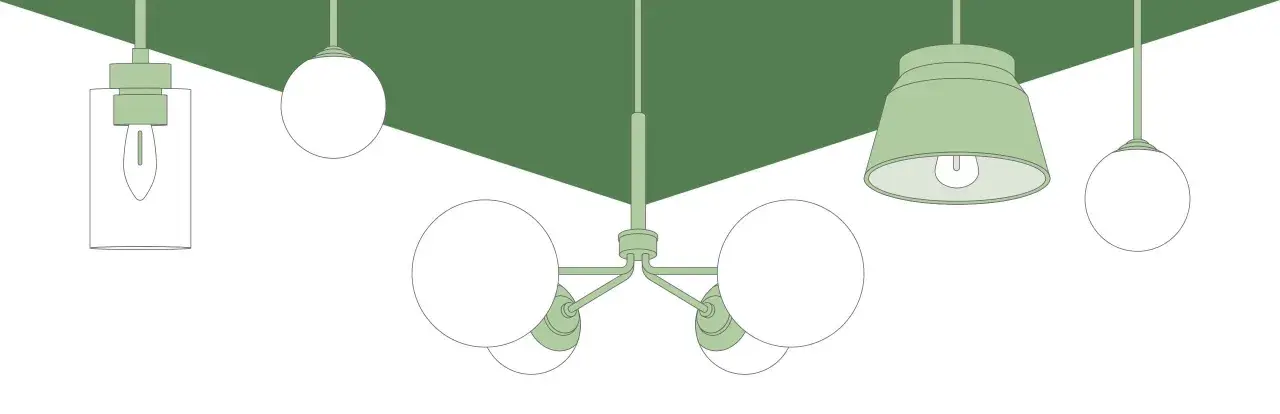 Variedad de lámparas de techo, incluyendo una lámpara de techo de 3 luces con esferas blancas y un diseño moderno.