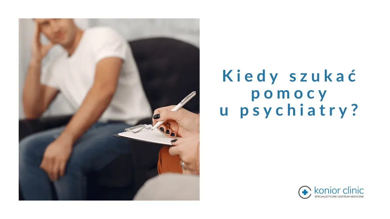Mężczyzna w białej koszulce siedzi na kanapie, rozmawiając z psychiatrą. Kiedy szukać pomocy u psychiatry?