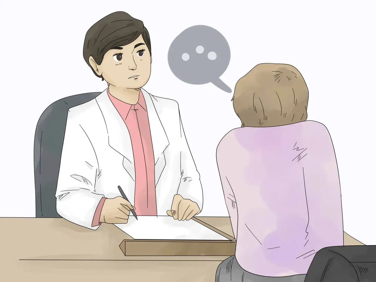 Medico ascolta paziente. Conversazione su come capire se un figlio è gay.