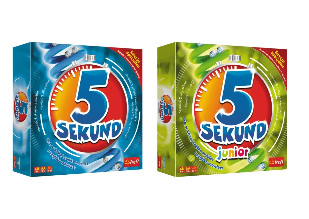 Dwie wersje gry "5 Sekund": klasyczna i Junior. Gra, w której szybko myślisz i szybko mówisz!