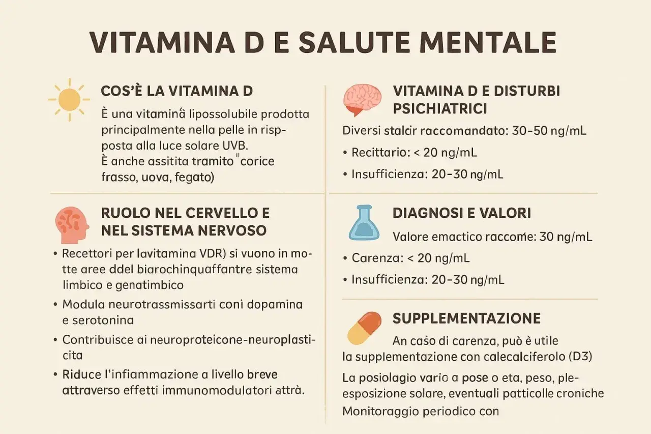 Vitamina D e salute mentale: la carenza può influire sul cervello. Informazioni su diagnosi, valori e integrazione.