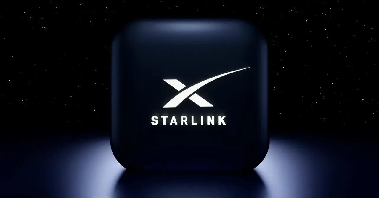 Logo Starlink Elona Muska na tle kosmosu.
